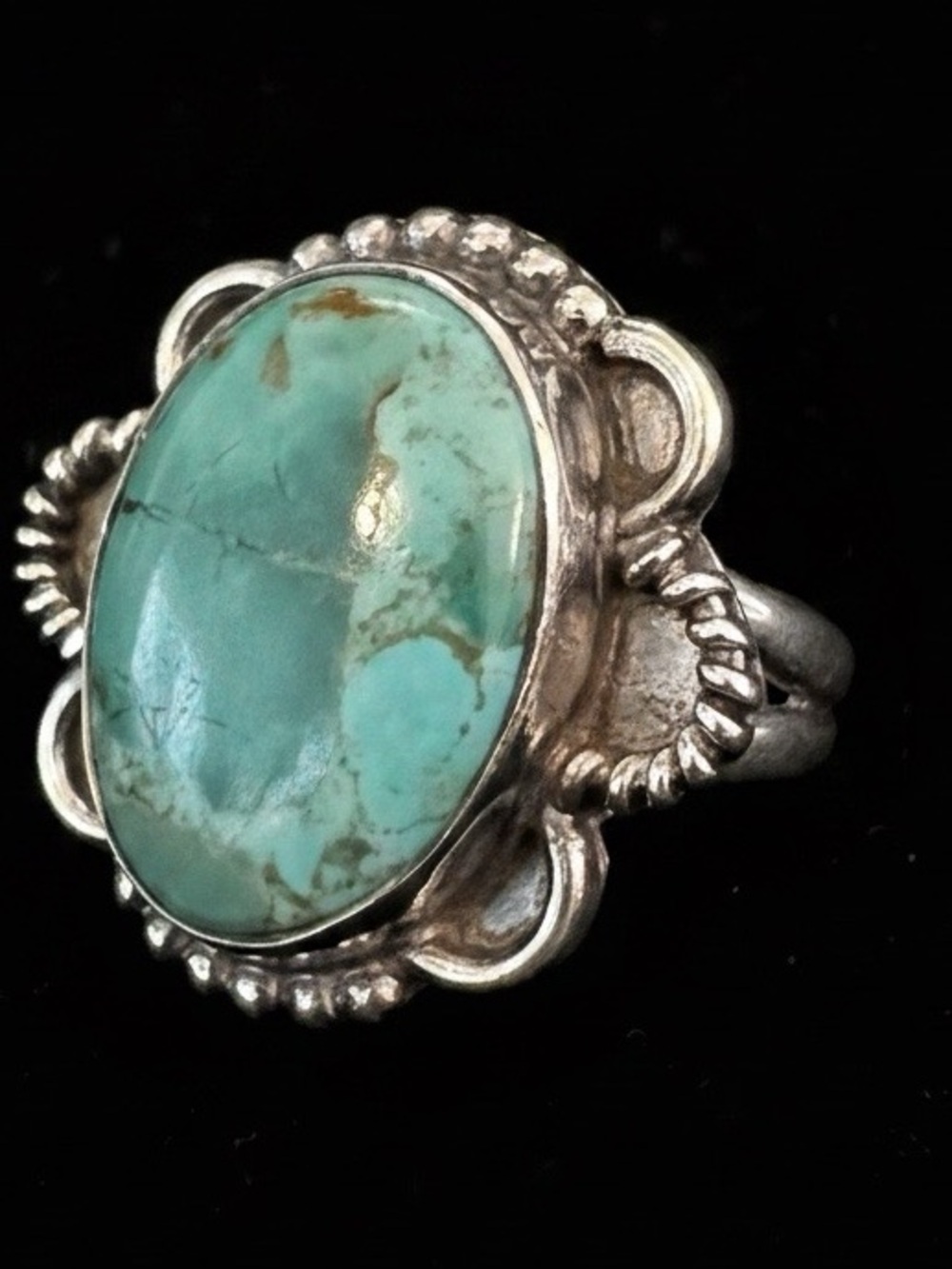 Turquoise Stone Silver Cocktail Ring - Turquoise